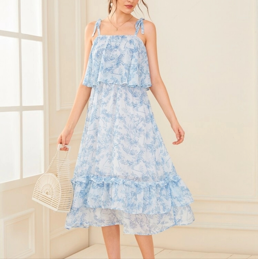 Beautiful Baby Blue Layered Strap Dress